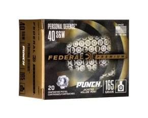 Federal 40 S&amp;W 165 Grain Premium Punch JHP -20 Round Box